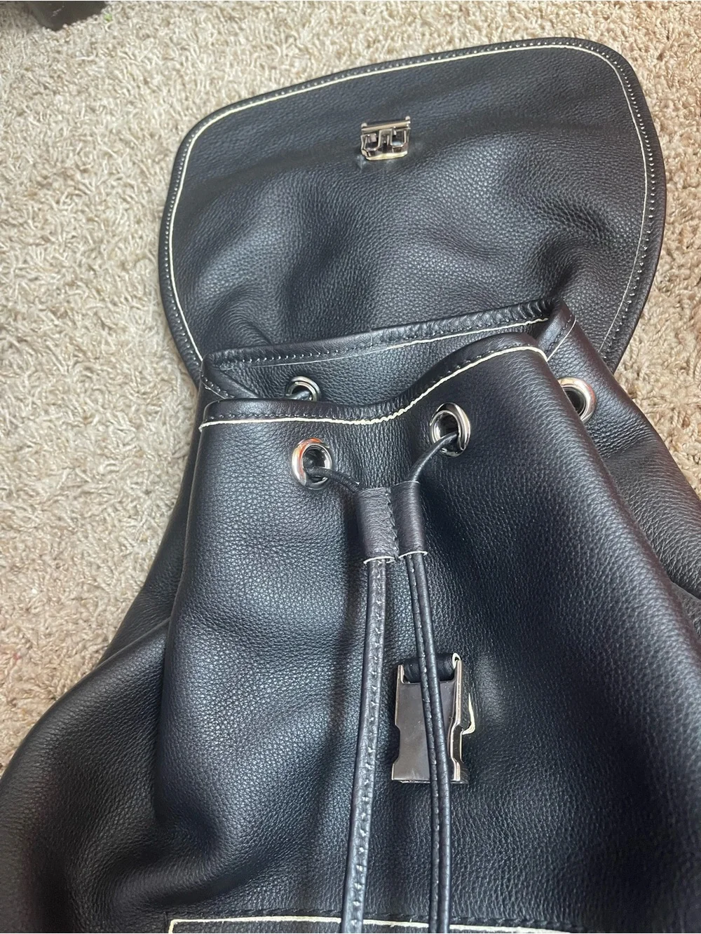 Balenciaga BRAN NEW Black Leather Backpack with Silver Hardware